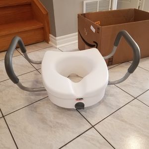 Carex Health Brands E-Z Lock Raised Toilet Seat with Handles - 5 Inch